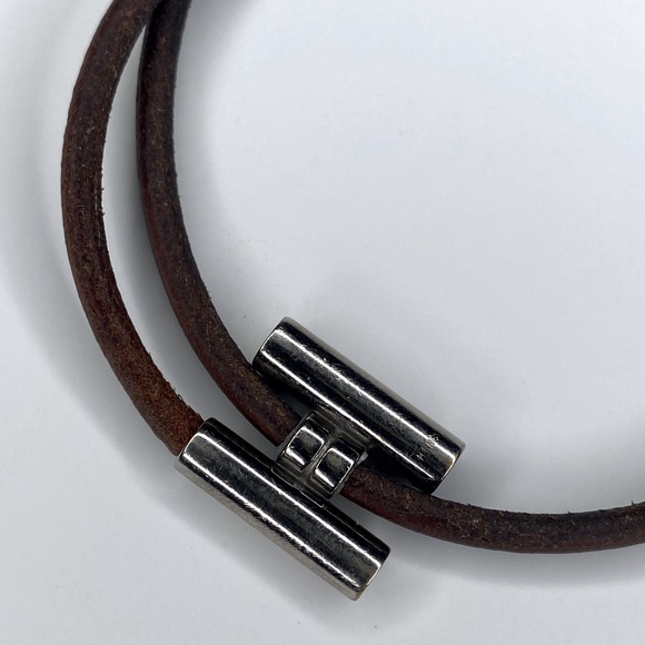 Hermes Brown Leather Bracelet w/Silver Clasp Hermes box /COA included see pic - Picture 6 of 10